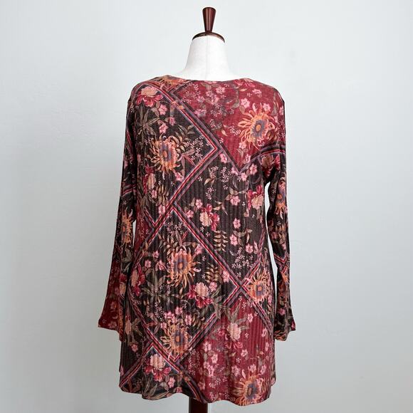 Soft Surroundings Floral Rib Knit Scoop Neck Top - Picture 7 of 9
